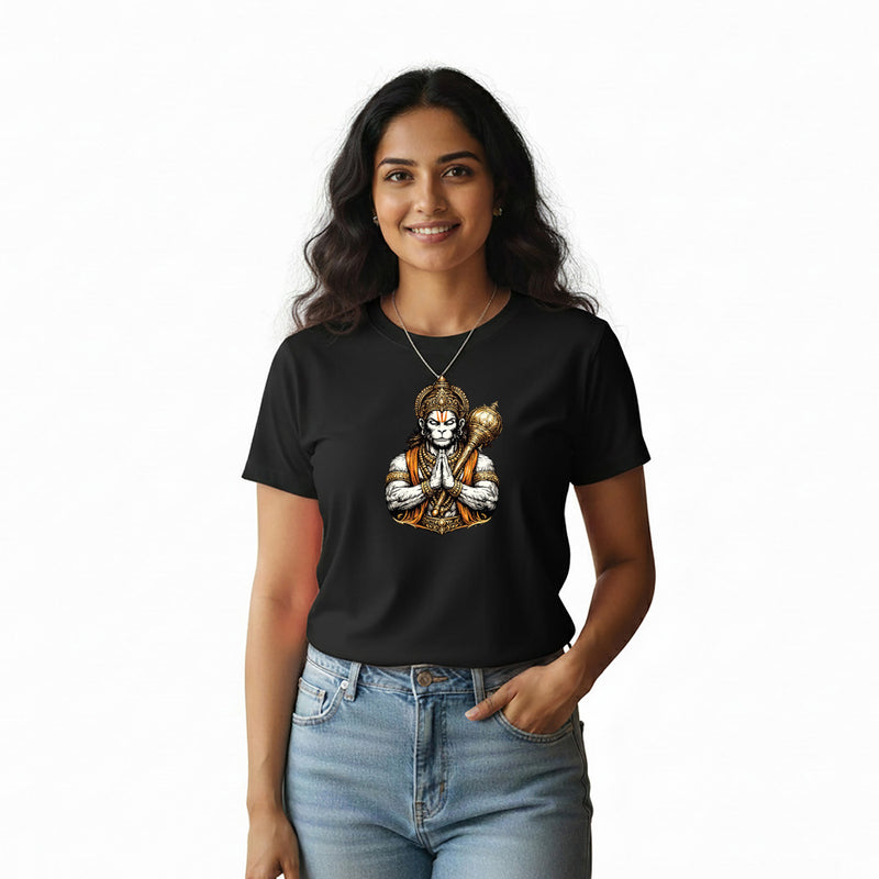 BestyPop Women’s Graphic Print Round Neck T-Shirt- Hanuman(170 GSM single jersey)