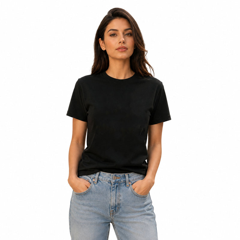 Women’s Plain Round Neck T-Shirt - 190 GSM Single Jersey
