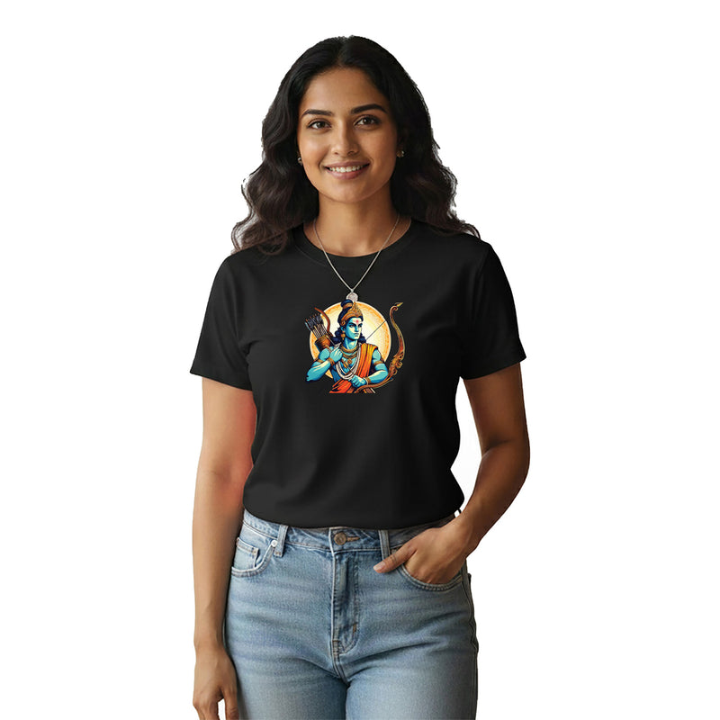 BestyPop Women’s Graphic Print Round Neck T-Shirt- Jai Shree Ram (170 GSM single jersey)