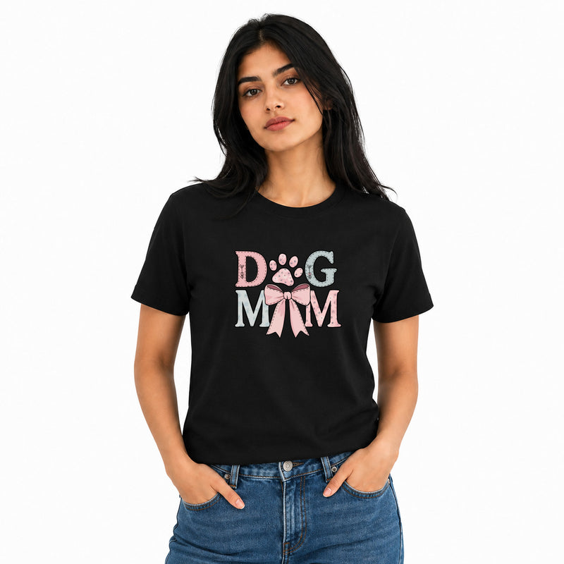 Dog Lover's Round Neck T-Shirts For Women - Dog Mom - (170 GSM) single jersey