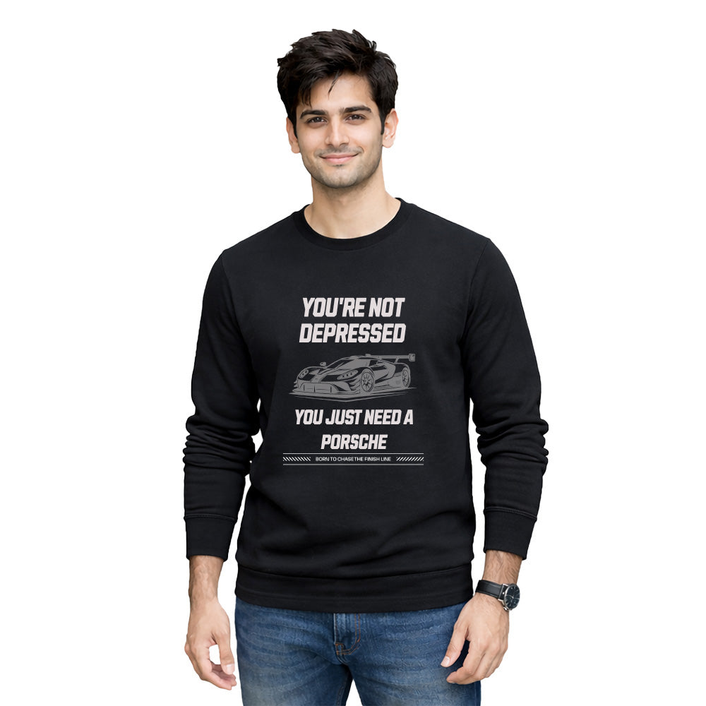 BestyPop Men’s Graphic Print Round Neck Sweatshirt - 270 GSM