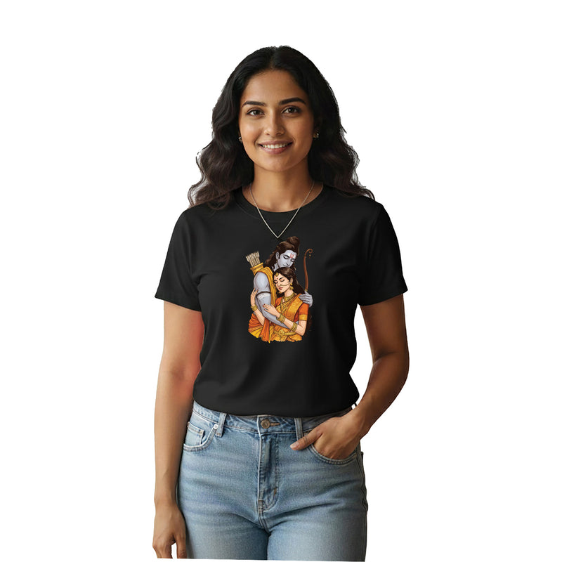 BestyPop Women’s Graphic Print Round Neck T-Shirt- Jai Shree Ram (170 GSM single jersey)