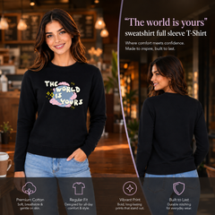 BestyPop Women’s Graphic Print Round Neck Sweatshirt - 270 GSM