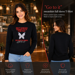 BestyPop Women’s Graphic Print Round Neck Sweatshirt - 270 GSM
