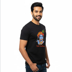 BestyPop Men’s Graphic Print Round Neck T-Shirt- Krishna (170 GSM single jersey)