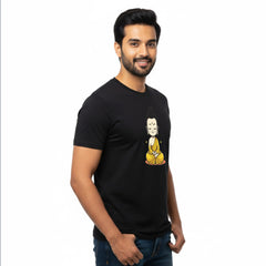 BestyPop Men’s Graphic Print Round Neck T-Shirt- Buddha (170 GSM single jersey)