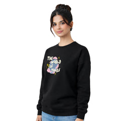 BestyPop Women’s Graphic Print Round Neck Sweatshirt - 270 GSM
