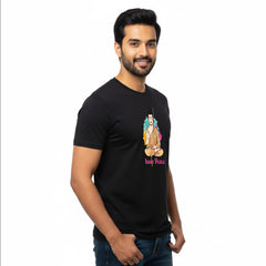 BestyPop Men’s Graphic Print Round Neck T-Shirt- Buddha (170 GSM single jersey)