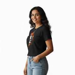 BestyPop Women’s Graphic Print Round Neck T-Shirt- Hanuman(170 GSM single jersey)