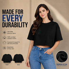 BestyPop Women’s Plain Crop top Oversized Half Sleeve