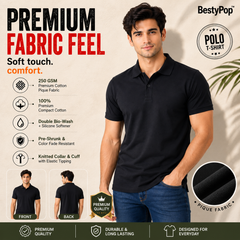 BestyPop Men’s Plain Polo T-Shirt
