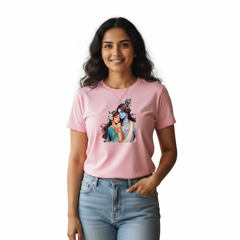 BestyPop Women’s Graphic Print Round Neck T-Shirt- Krishna (170 GSM single jersey)