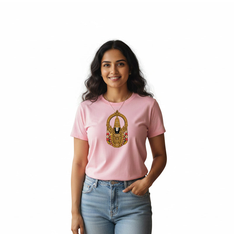 BestyPop Women’s Graphic Print Round Neck T-Shirt-Thirupathi Balaji (170 GSM single jersey)