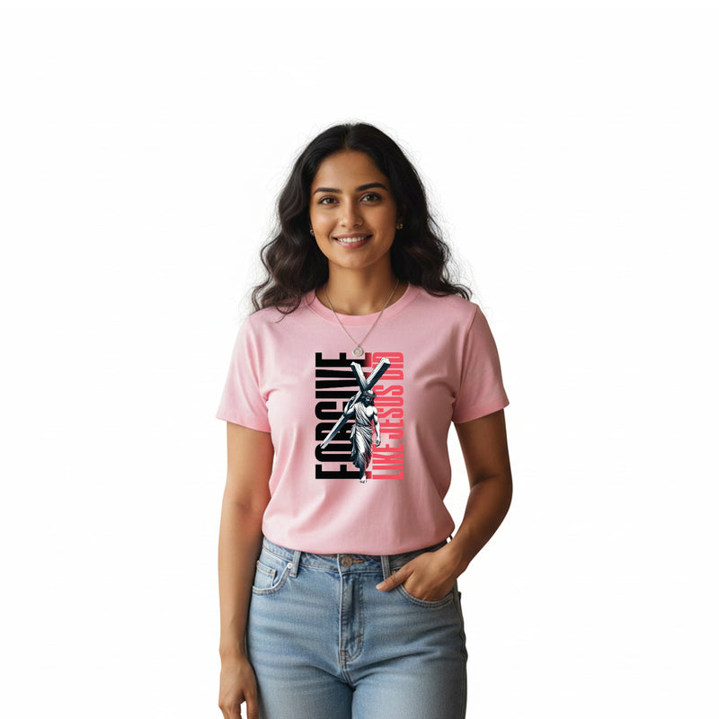 BestyPop Women’s Graphic Print Round Neck T-Shirt-Jesus(170 GSM single jersey)