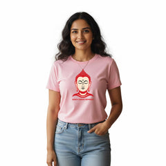 BestyPop Women’s Graphic Print Round Neck T-Shirt- Buddha (170 GSM single jersey)