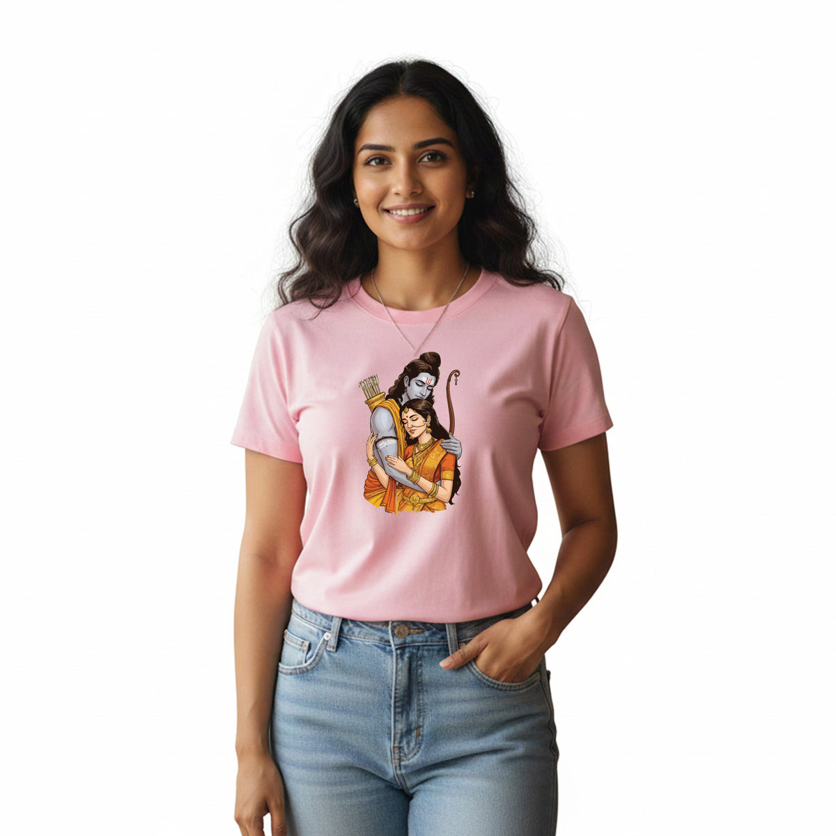 BestyPop Women’s Graphic Print Round Neck T-Shirt- Jai Shree Ram (170 GSM single jersey)