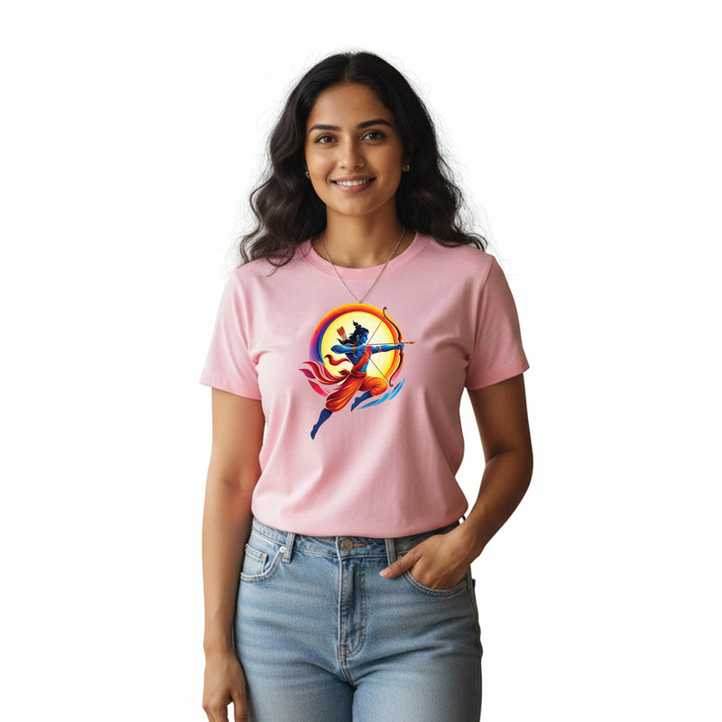 BestyPop Women’s Graphic Print Round Neck T-Shirt- Jai Shree Ram (170 GSM single jersey)