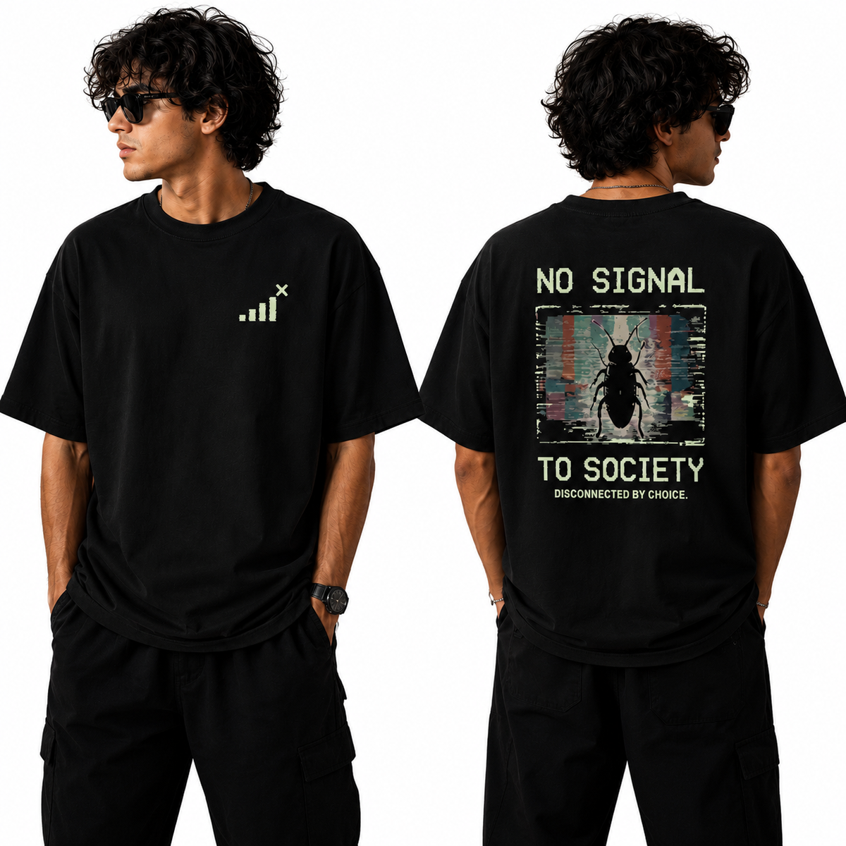 BestyPop Men’s Oversized T-Shirt - No Signal