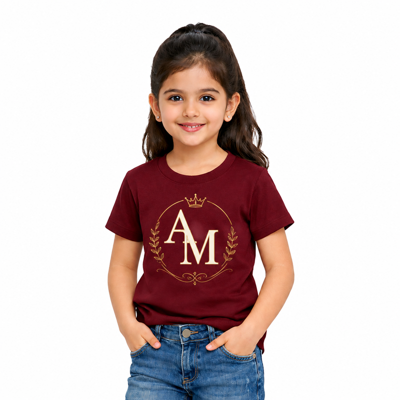 BestyPop Girl’s Graphic Print Round Neck T-Shirt- AM Designs