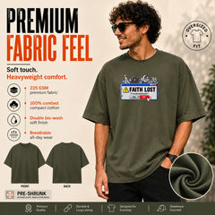 Freethinker | Arif Men's Faith Lost Crew neck Oversized T-Shirt - (225 GSM heavyweight fabric)