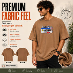 Freethinker | Arif Men's Faith Lost Crew neck Oversized T-Shirt - (225 GSM heavyweight fabric)