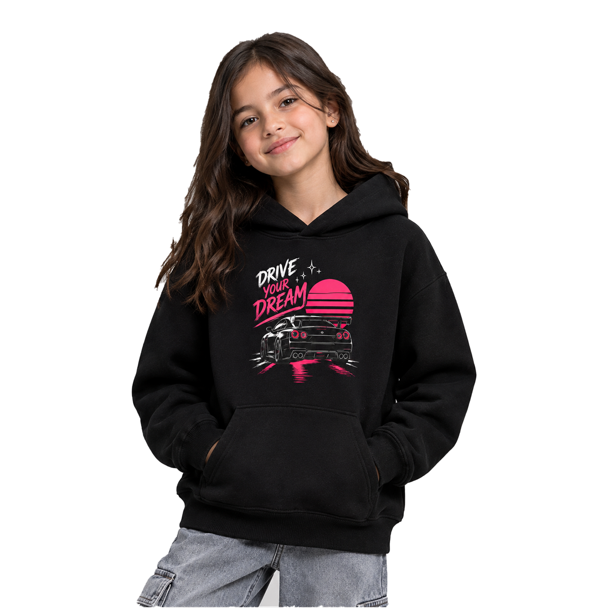 BestyPop Girl’s  Hoodie - Drive your dream (320 GSM)