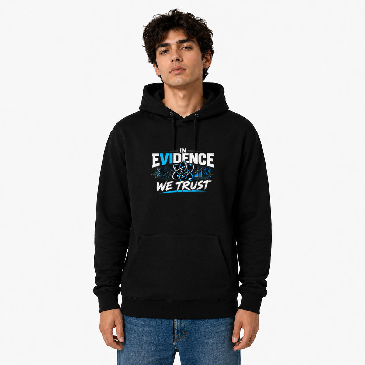Freethinker | Arif  Men's Evidence We Trust Hoodies - (320 GSM 3-thread loop knit, unbrushed fabric)