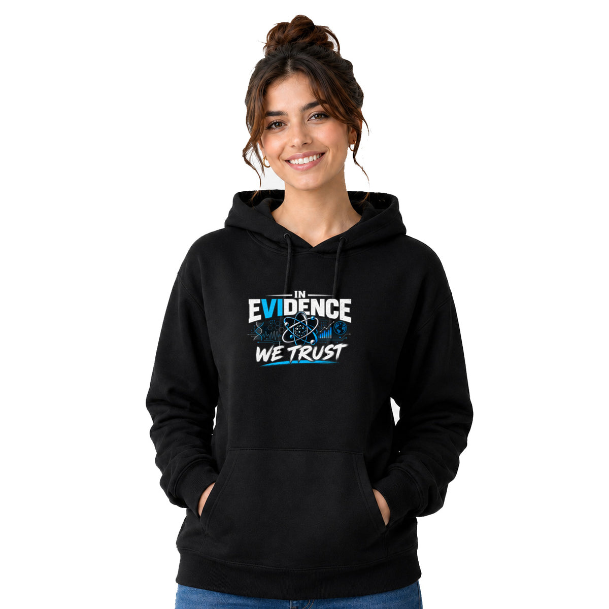 Freethinker | Arif  Women's Evidence We Trust Hoodies - (320 GSM 3-thread loop knit, unbrushed fabric)