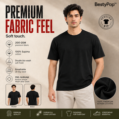 Men’s Plain Round Neck T-Shirt - 200 GSM Supima cotton Single Jersey