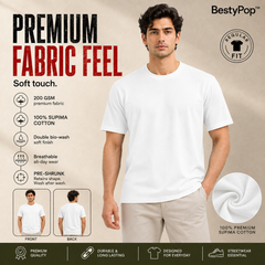 Men’s Plain Round Neck T-Shirt - 200 GSM Supima cotton Single Jersey