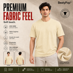 Men’s Plain Round Neck T-Shirt - 200 GSM Supima cotton Single Jersey