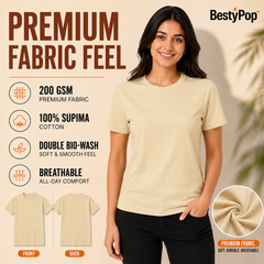 Women’s Plain Round Neck T-Shirt - 200 GSM Supima cotton Single Jersey