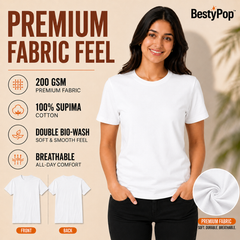Women’s Plain Round Neck T-Shirt - 200 GSM Supima cotton Single Jersey
