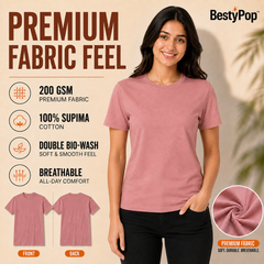 Women’s Plain Round Neck T-Shirt - 200 GSM Supima cotton Single Jersey