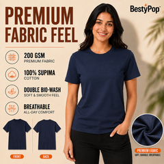 Women’s Plain Round Neck T-Shirt - 200 GSM Supima cotton Single Jersey