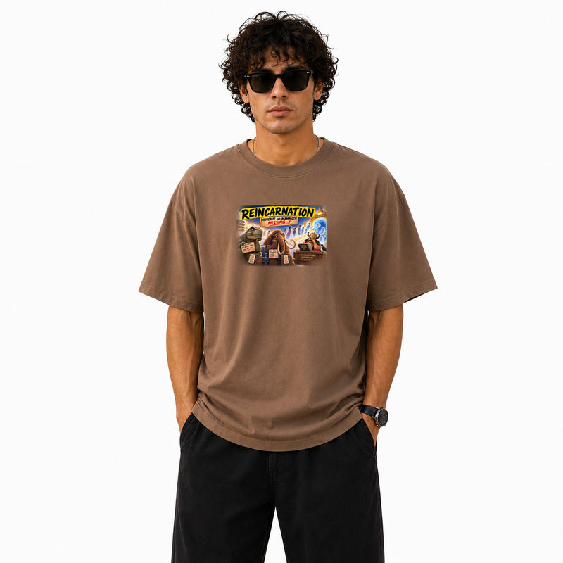 Freethinker | Arif Men's Reincarnation Crew neck Oversized T-Shirt - (225 GSM heavyweight fabric)