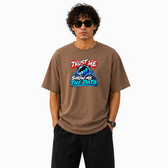 Freethinker | Arif Men's Show Me The Data Crew neck Oversized T-Shirt - (225 GSM heavyweight fabric)