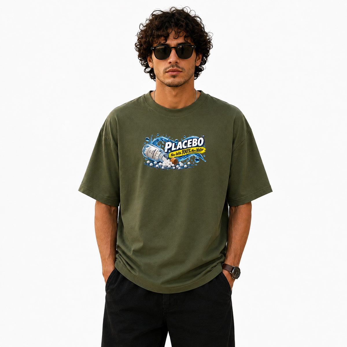 Freethinker | Arif Men's Placebo Crew neck Oversized T-Shirt - (225 GSM heavyweight fabric)