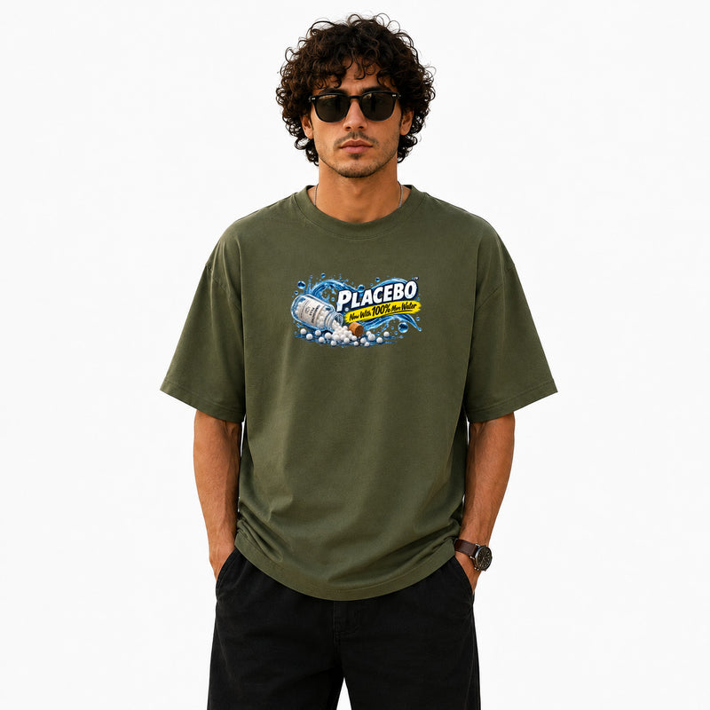 Freethinker | Arif Men's Placebo Crew neck Oversized T-Shirt - (225 GSM heavyweight fabric)