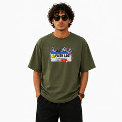 Freethinker | Arif Men's Faith Lost Crew neck Oversized T-Shirt - (225 GSM heavyweight fabric)