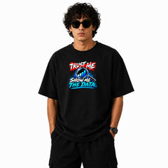 Freethinker | Arif Men's Show Me The Data Crew neck Oversized T-Shirt - (225 GSM heavyweight fabric)