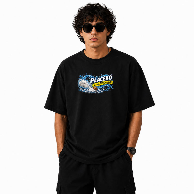 Freethinker | Arif Men's Placebo Crew neck Oversized T-Shirt - (225 GSM heavyweight fabric)
