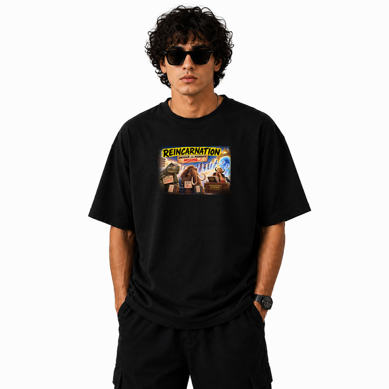 Freethinker | Arif Men's Reincarnation Crew neck Oversized T-Shirt - (225 GSM heavyweight fabric)