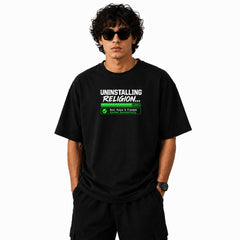 Freethinker | Arif Men's Uninstalling Religion Crew neck Oversized T-Shirt - (225 GSM heavyweight fabric)