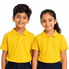 Kid's unisex Polo House Colours School Uniform T-Shirt - 200GSM Mars Pique fabric (100% Micro Polyester)