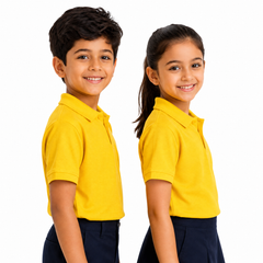 Kid's unisex Polo House Colours School Uniform T-Shirt - 200GSM Mars Pique fabric (100% Micro Polyester)