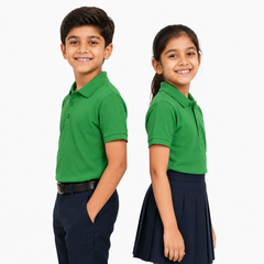 Kid's Unisex Polo House Colour School Uniform T-Shirt - 230GSM Nirmal Knit pique(100 % Micro polyester)