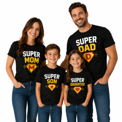 Superhero Family Round Neck T-Shirt for Mom -Super Mom- (170 GSM) single jersey