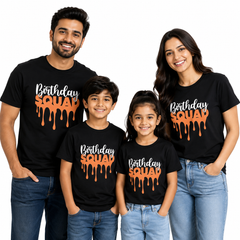 Matching Birthday Squad Family Round Neck T-Shirts  For Dad - (170 GSM) single jersey