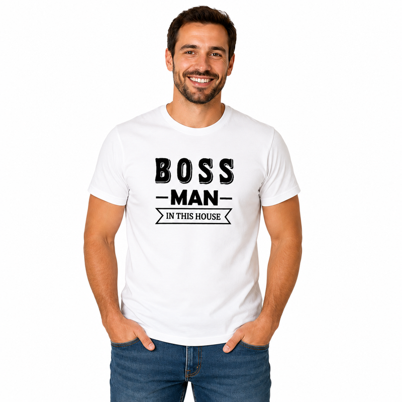 Family Boss Matching Round Neck T-Shirt for Dad – Boss Man - (170 GSM) single jersey